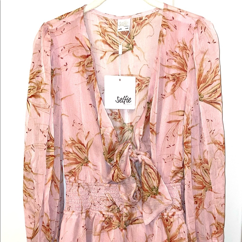 Anthem Long Sleeve Bow-Tie Front Frill Dress Lily Print